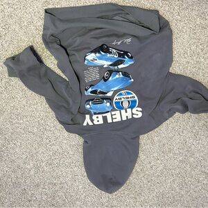 Shelby Gray Hoodie with Blue Car Graphic